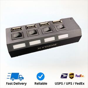 Xtreme tech USB 2.0 Hub 4 port type -C with Power Switches - Black